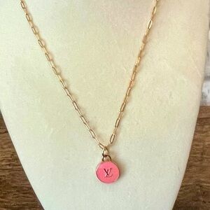 Gorgeous pink enamel, Louis Vuitton, authentic charm on neck necklace